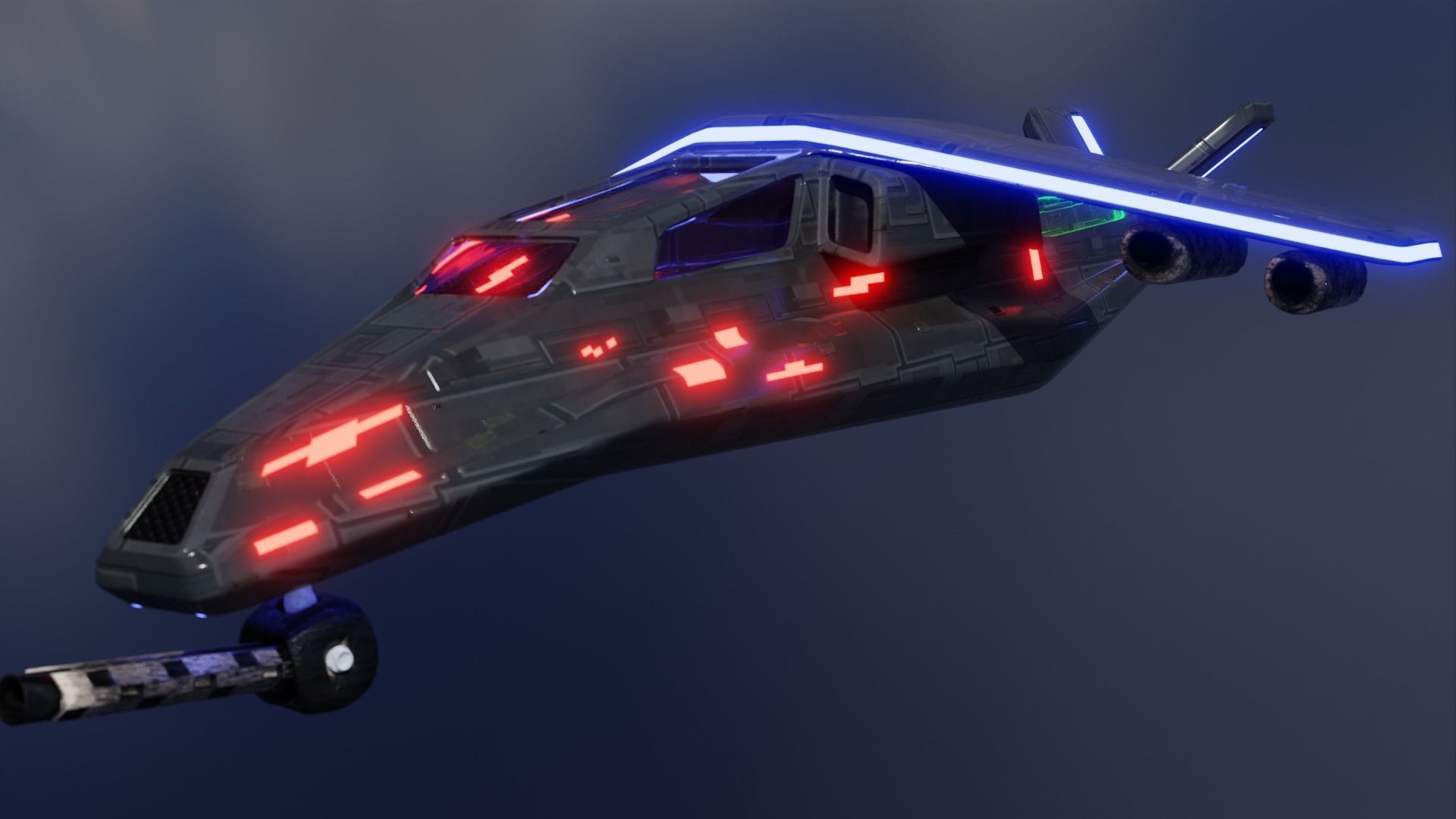 Aircraft Commercial Spaceship Game ready 3D model_5