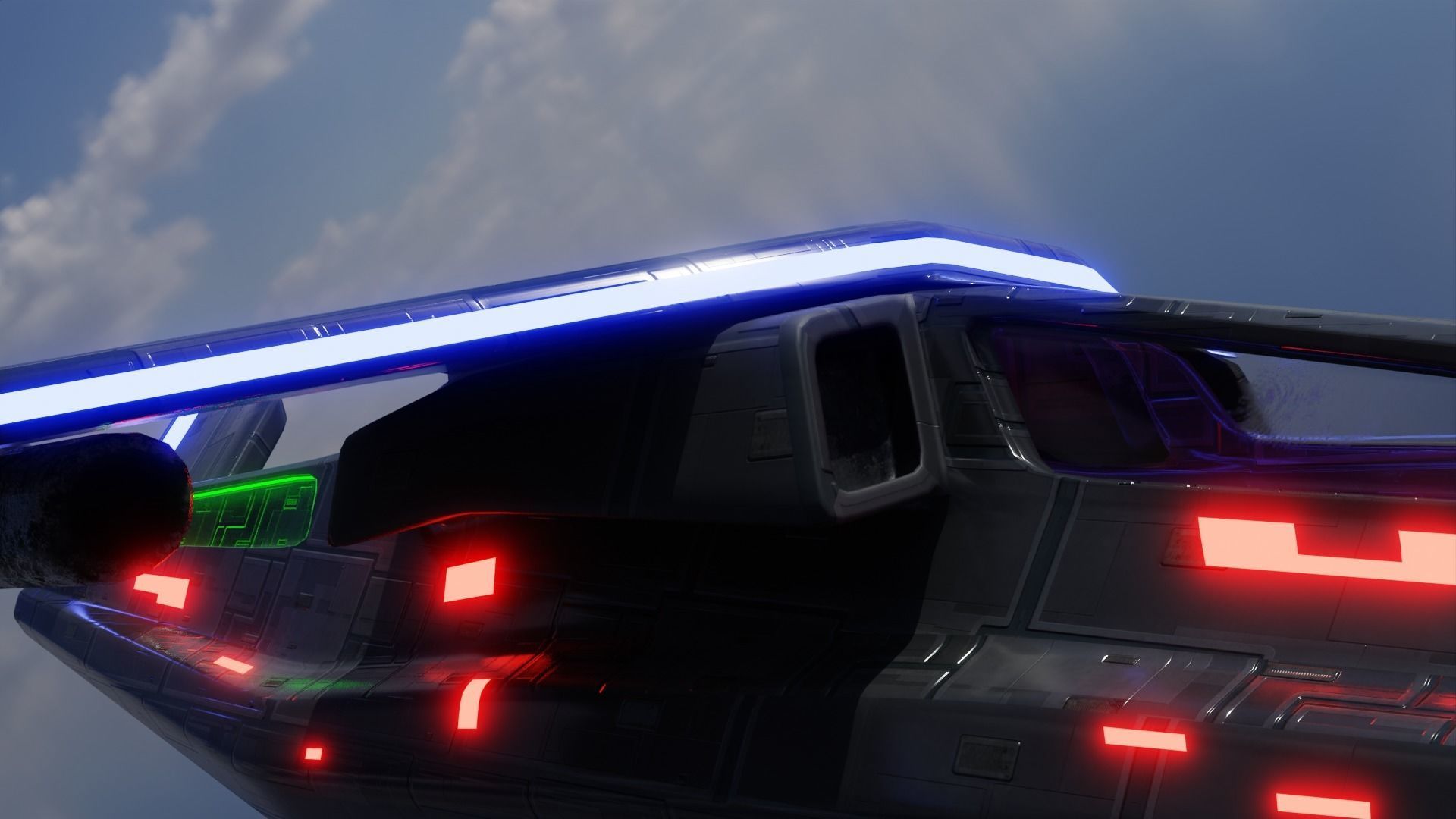 Aircraft Commercial Spaceship Game ready 3D model_12