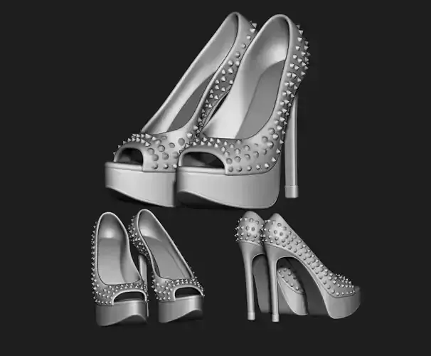 10 SET FASHIONABLE PENDANT WOMENS SHOES HALF-BOOTS 3D MODEL 