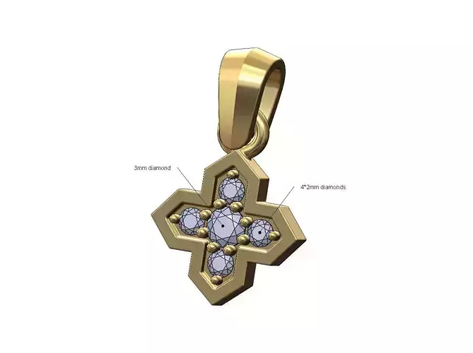 Diamond Moroccan Maltese star flower pendant charm
