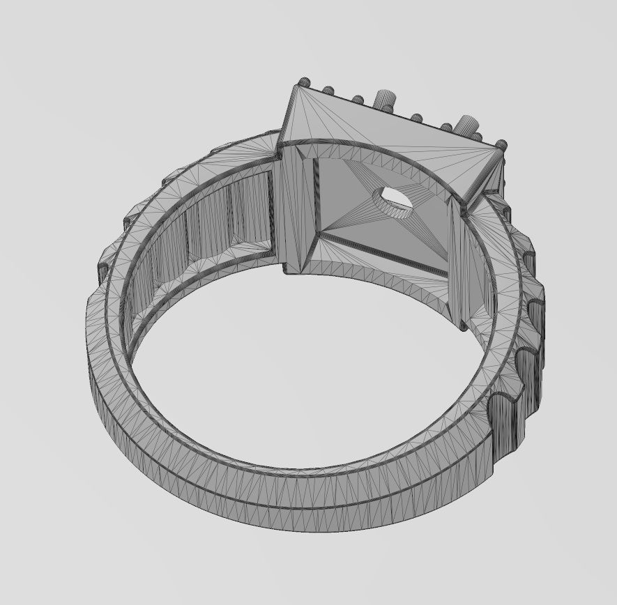 Fluted shank square cluster diamond ring US sizes 7to10 3D print model_15