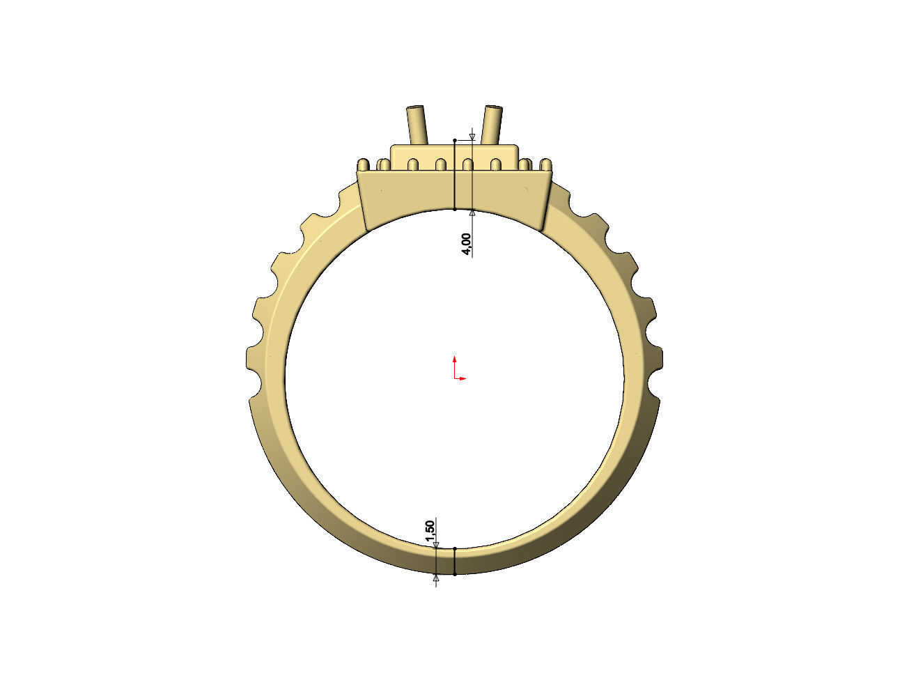 Fluted shank square cluster diamond ring US sizes 7to10 3D print model_8