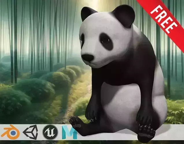Bamboo Buddy 3D Panda free Model Low-poly 3D model