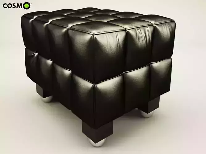 Kubus leather ottoman with metal legs