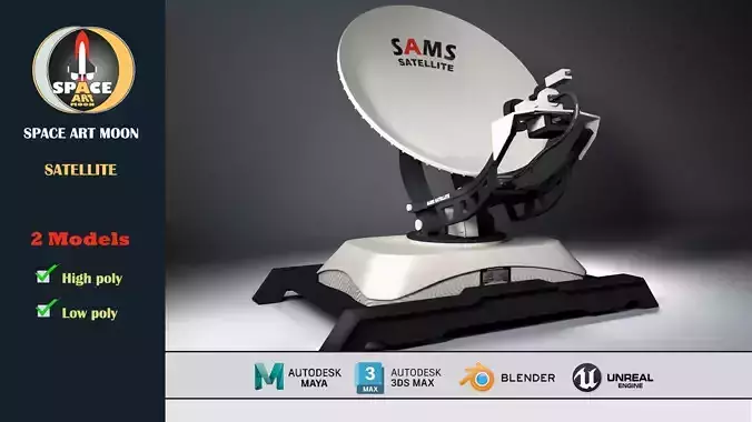 satellite 02 Low-poly 3D model