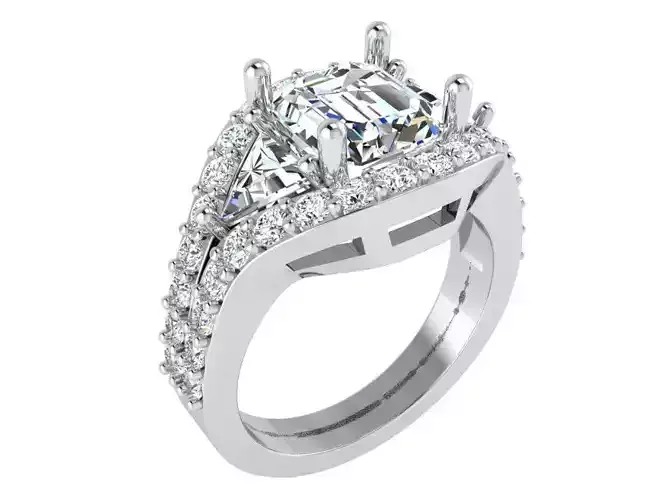 Emerald Diamond  Halo  Ring 2767