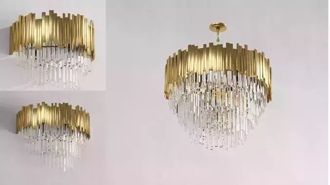 crystal and gold -ceiling-wall- lamp