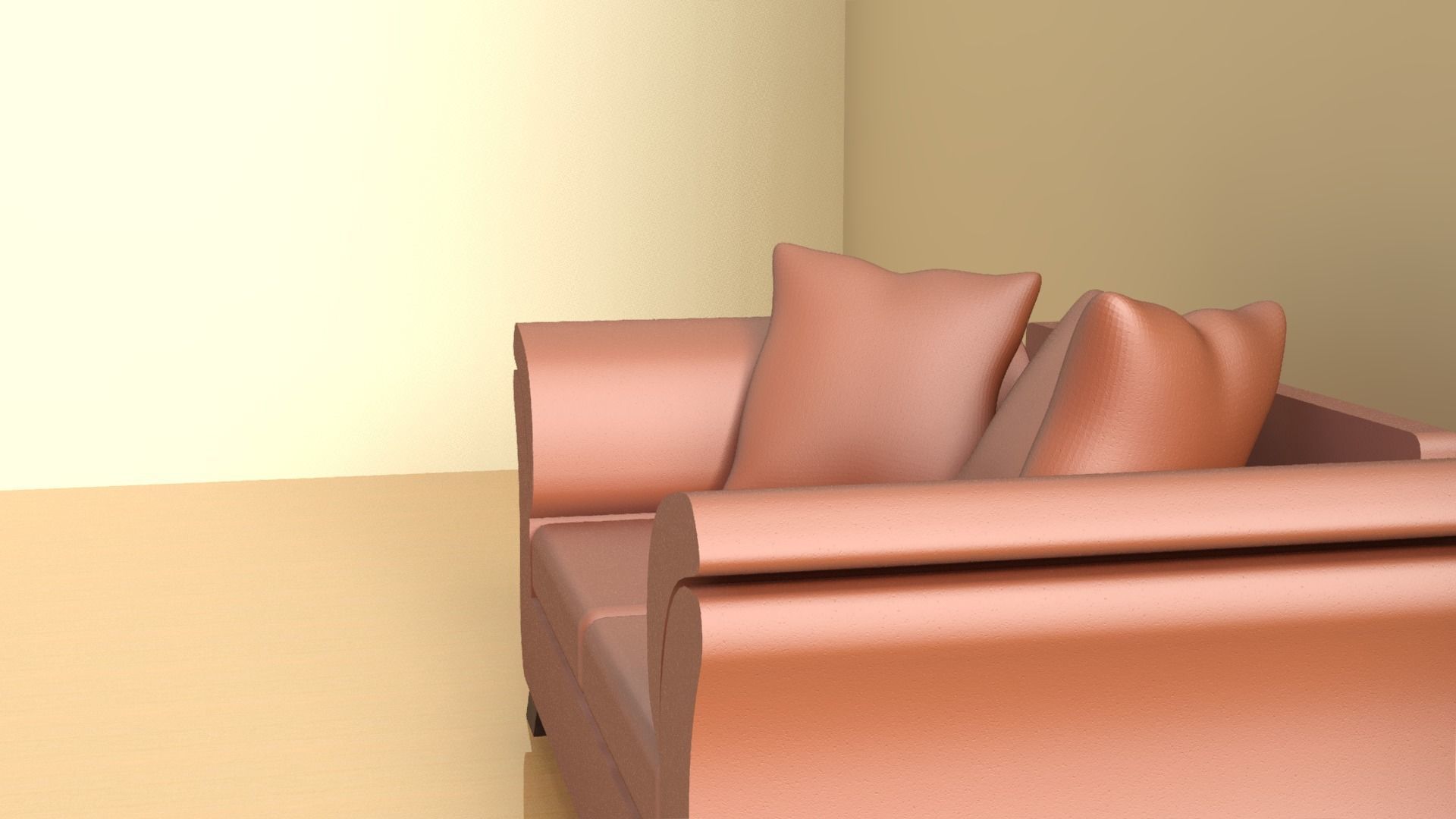 Chestnut coloured sofa 3D model 3D model_1