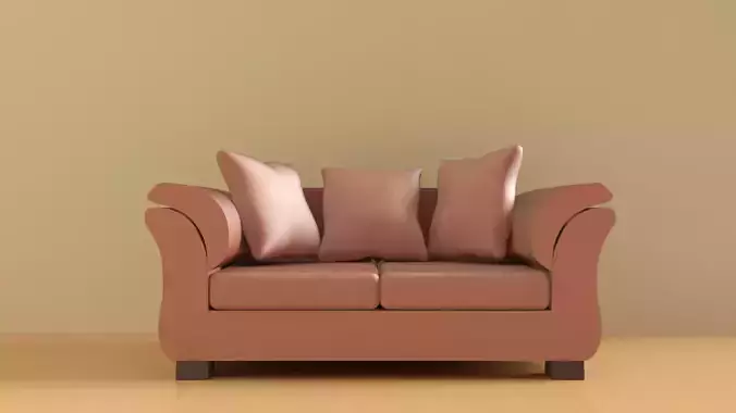 Chestnut coloured sofa 3D model