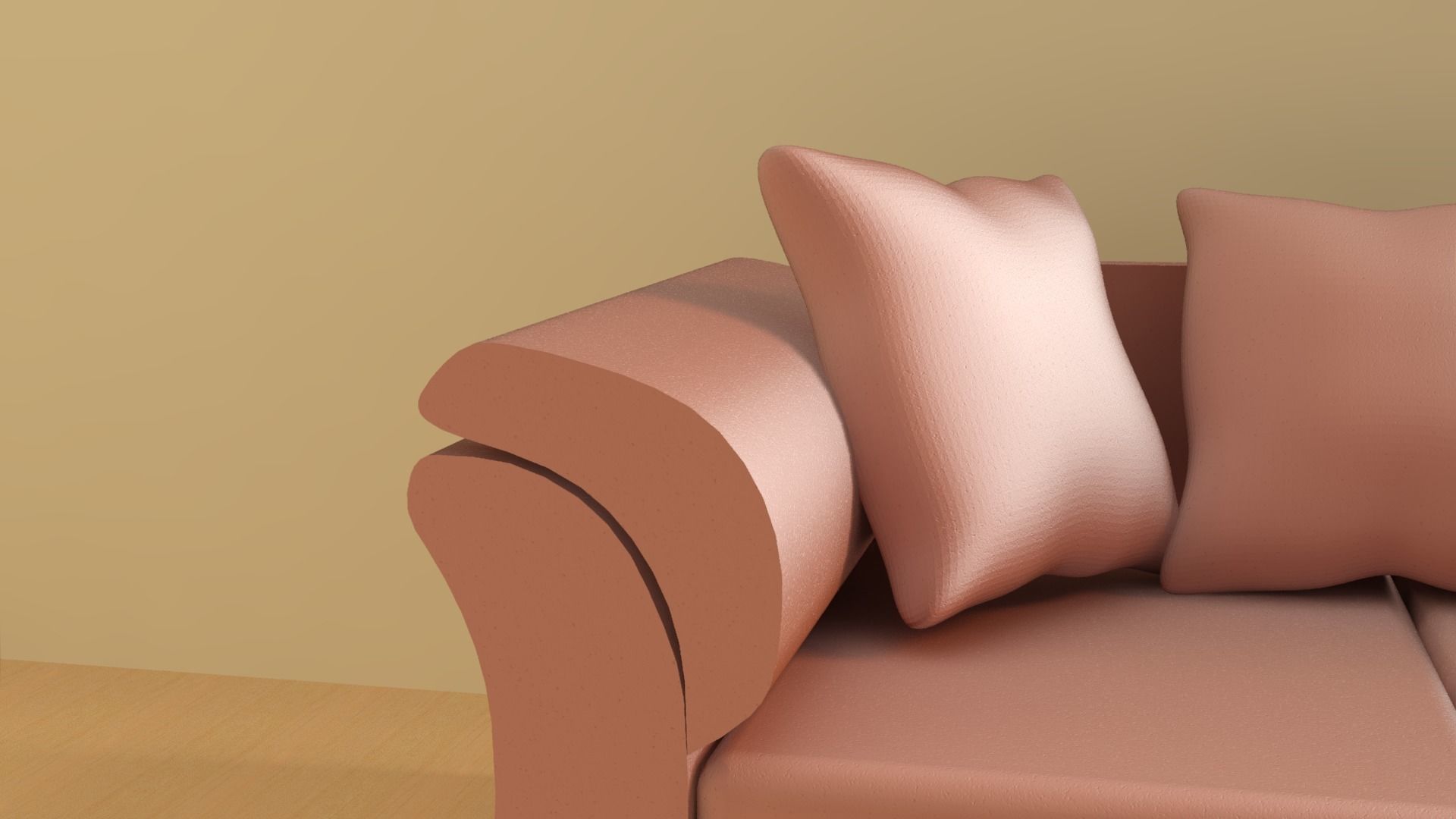 Chestnut coloured sofa 3D model 3D model_2