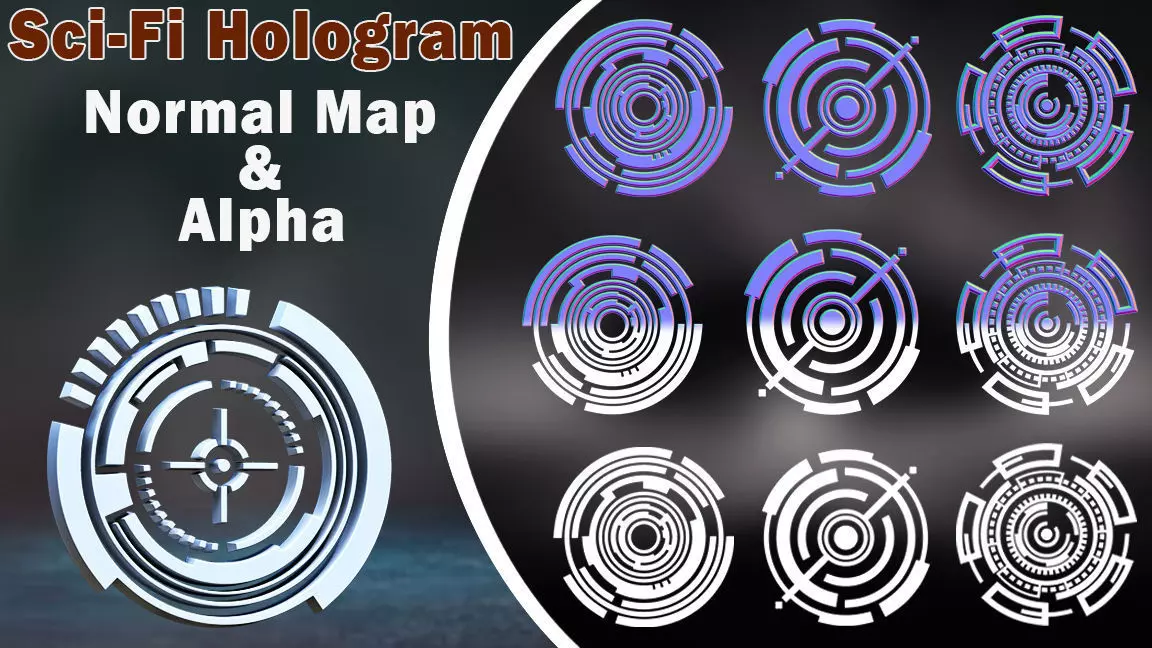 100 Sci-fi Hologram Normal Map and Alpha Texture_0