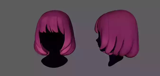 lowpoly hair for girl - woman v3 Low-poly 3D model