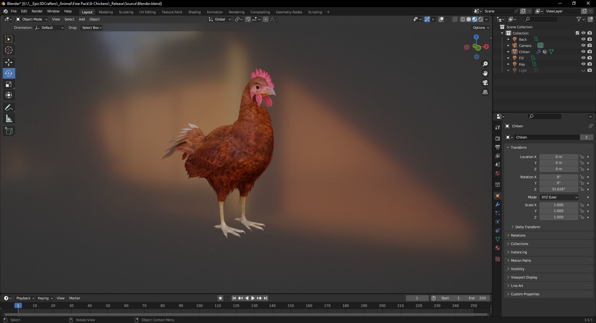 Farm Favorite 3D free Chicken The Egg Producer Low-poly 3D model_6