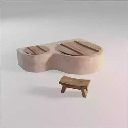 Japanese bath Low-poly 3D model