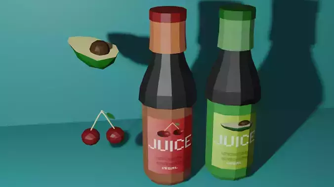 Low Poly Juice and Juice Bottles Pack 1
