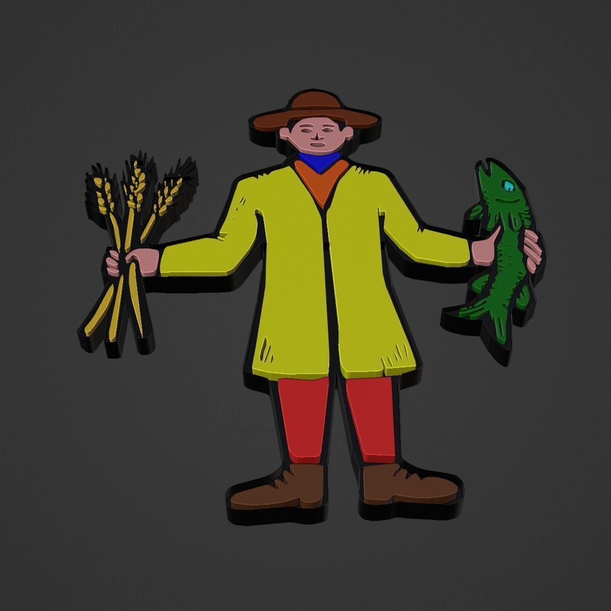 Fisherman Farmer 3D print model_1