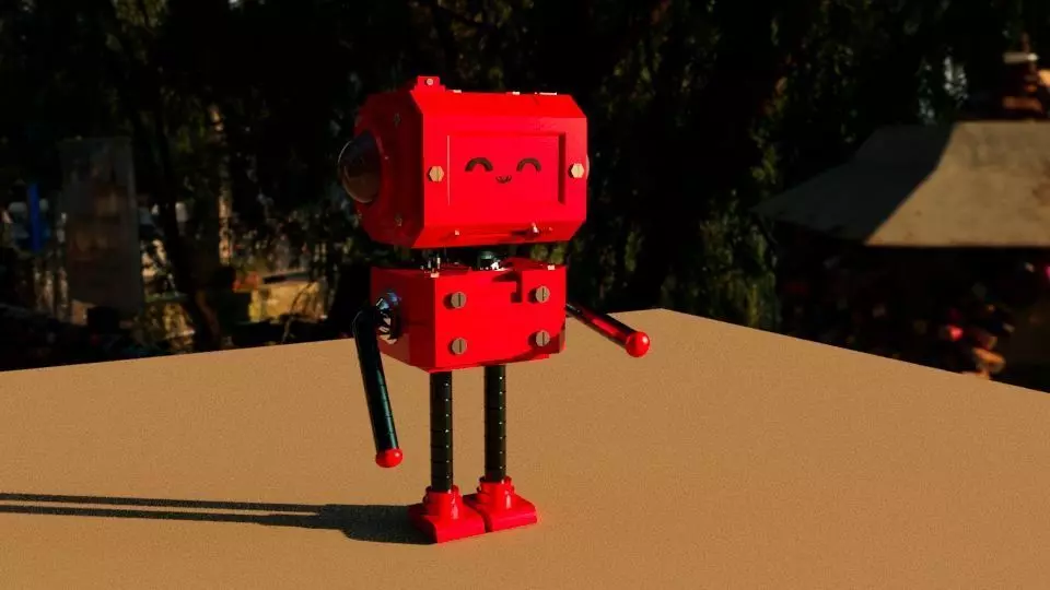 RED CUTE ROBOT Free low-poly 3D model_0