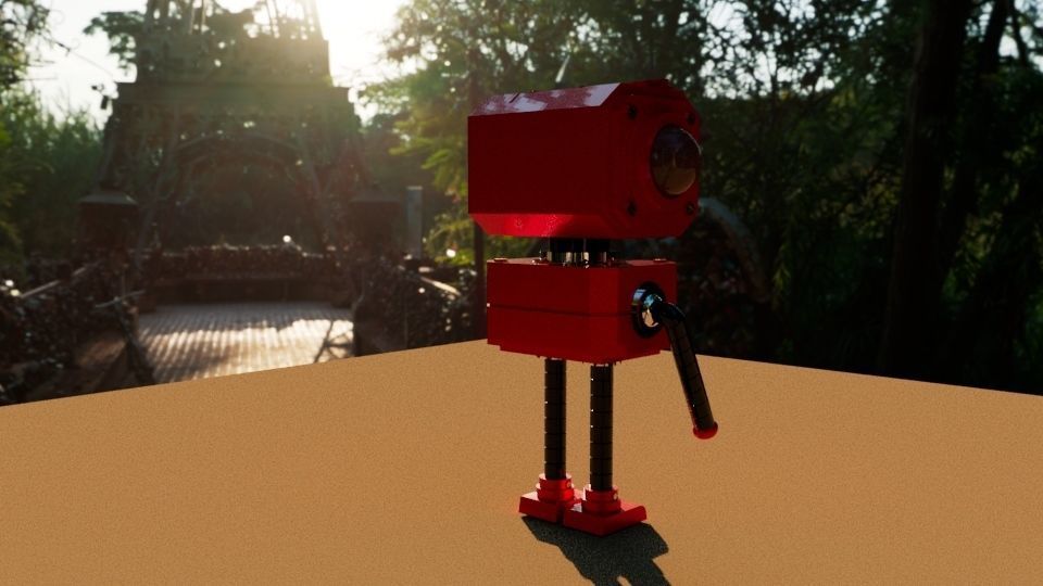 RED CUTE ROBOT Free low-poly 3D model_1
