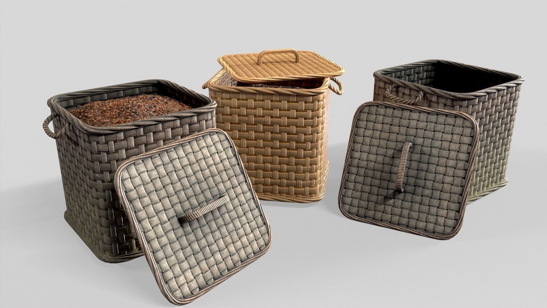 Basket 10 Low-poly 3D model_5