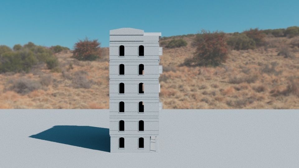 low poly building Free low-poly 3D model_2