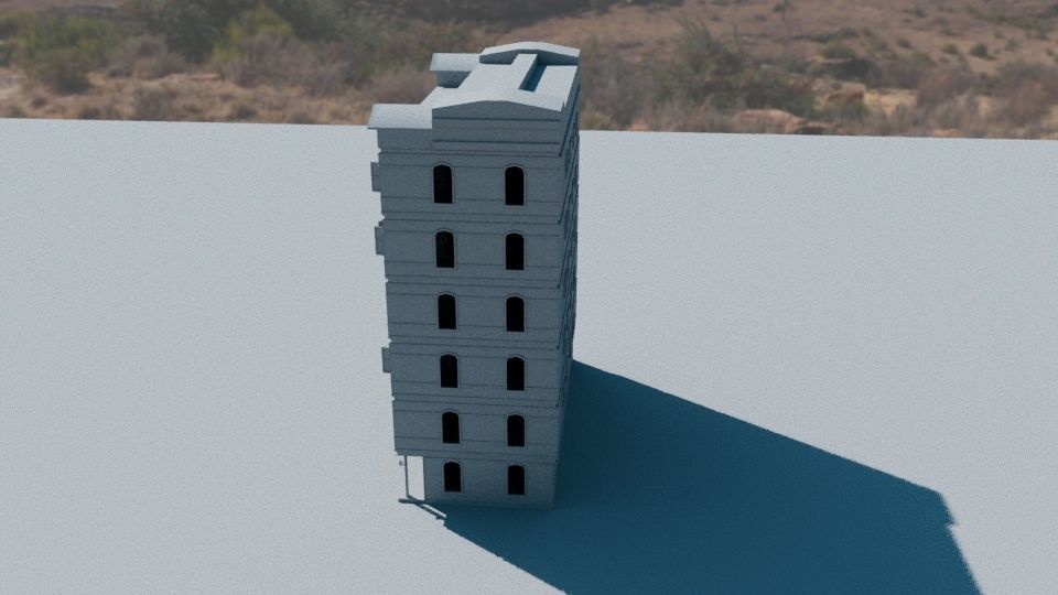 low poly building Free low-poly 3D model_4