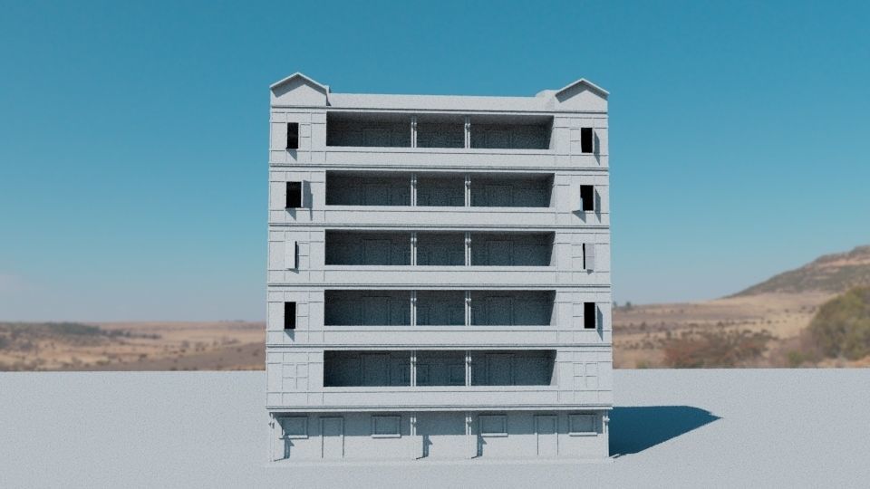 low poly building Free low-poly 3D model_1