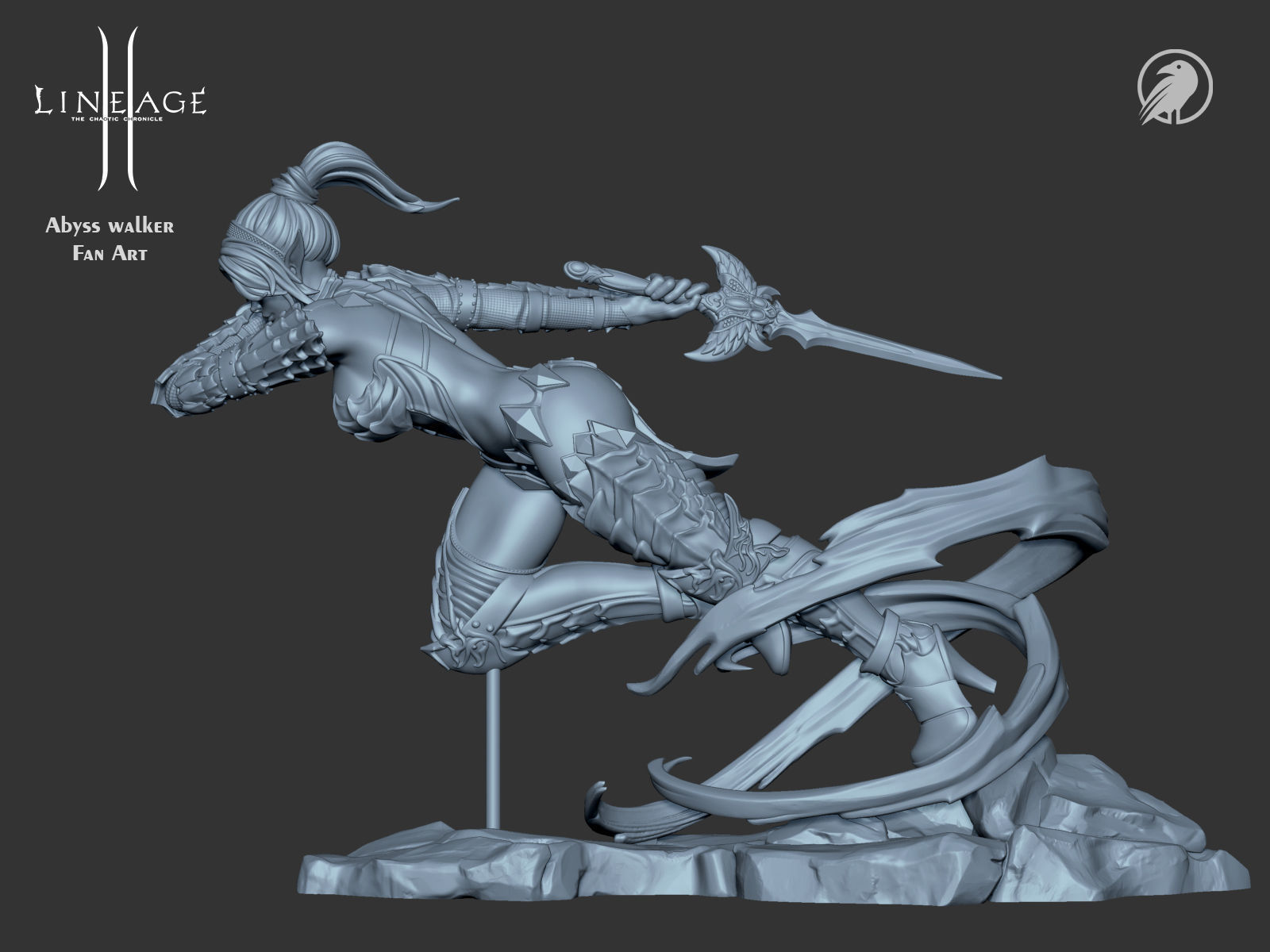 Dark Elf Girl Lineage2 Fan-Art Abyss Walker 3D print model_15