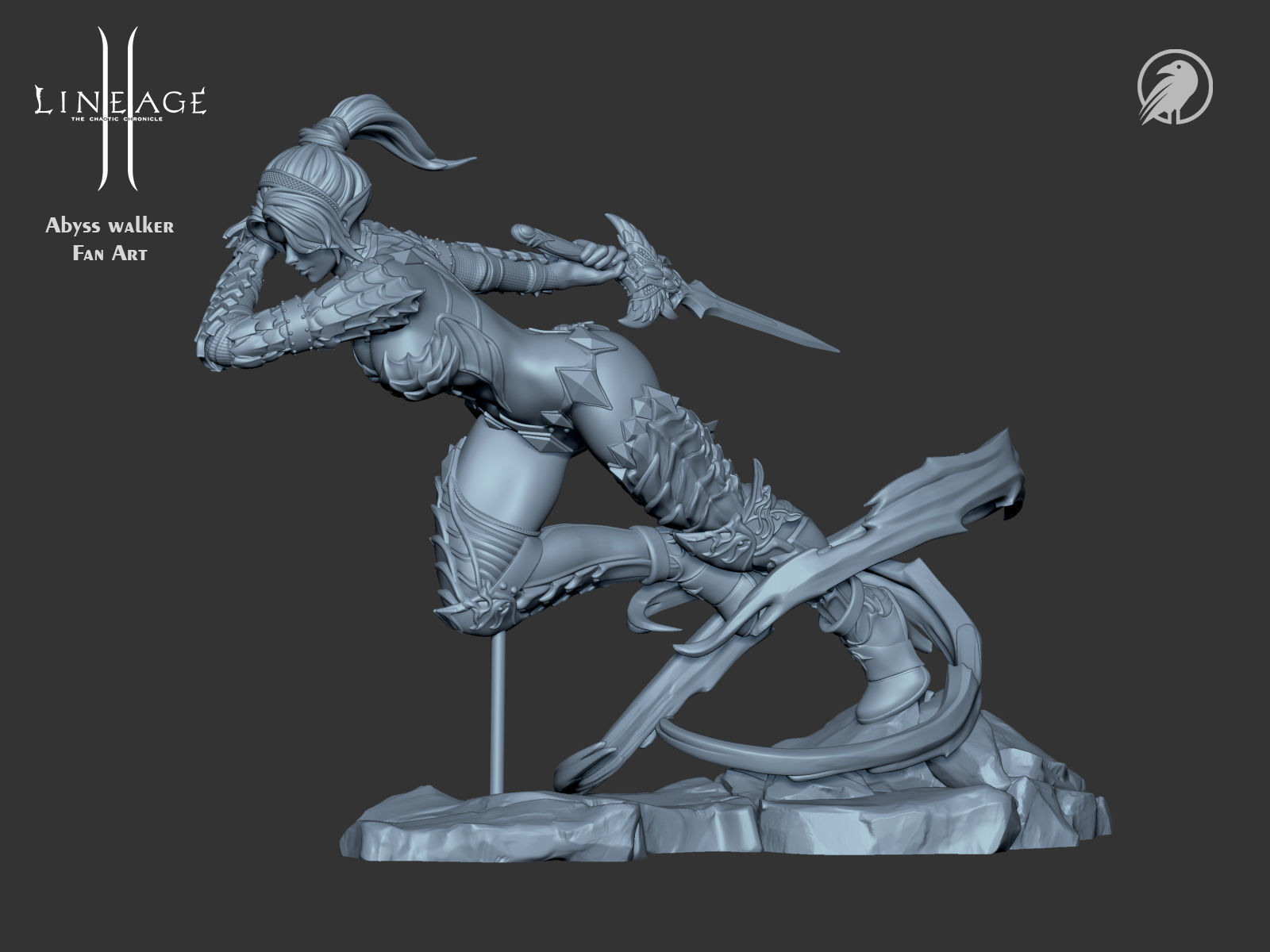 Dark Elf Girl Lineage2 Fan-Art Abyss Walker 3D print model_13