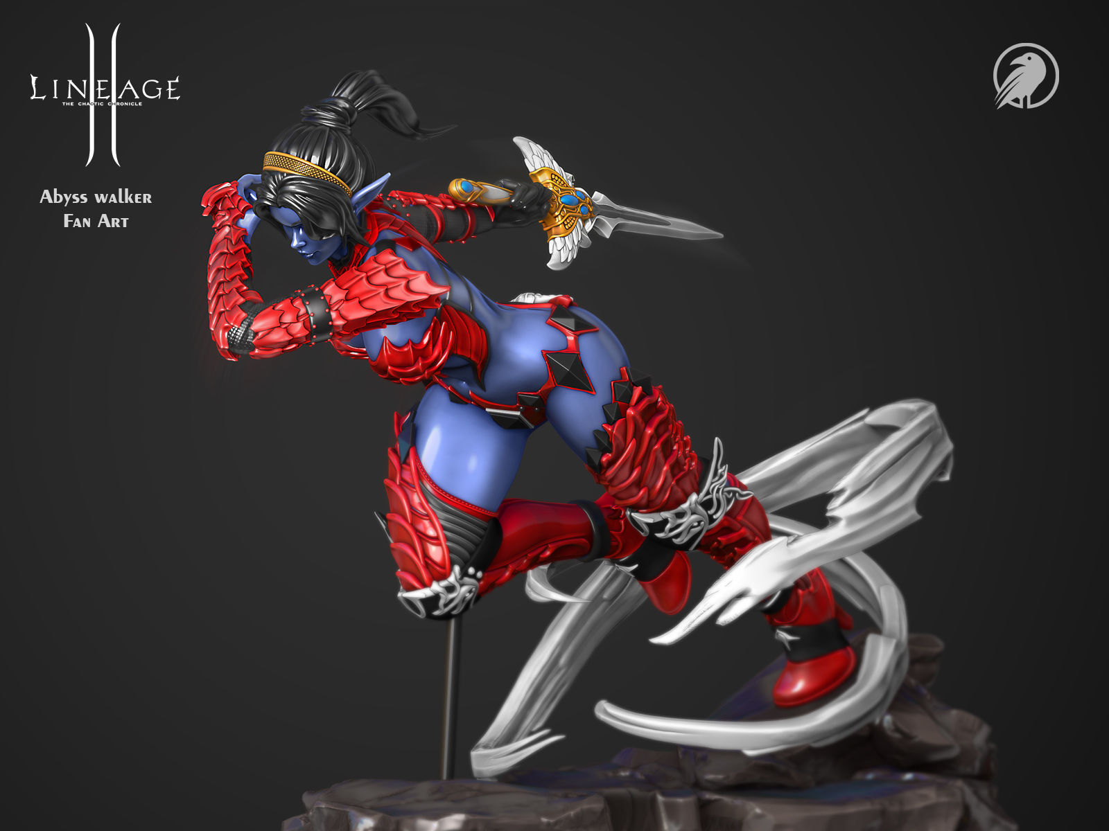 Dark Elf Girl Lineage2 Fan-Art Abyss Walker 3D print model_3