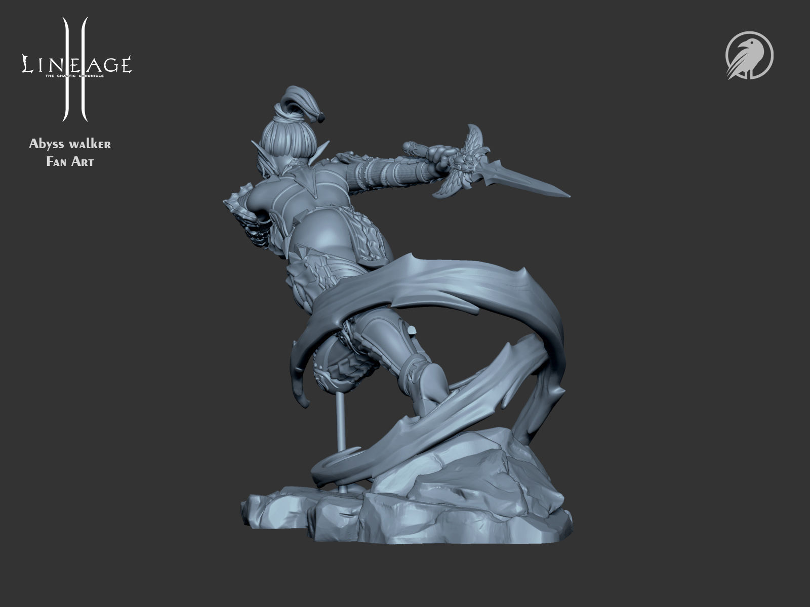 Dark Elf Girl Lineage2 Fan-Art Abyss Walker 3D print model_11