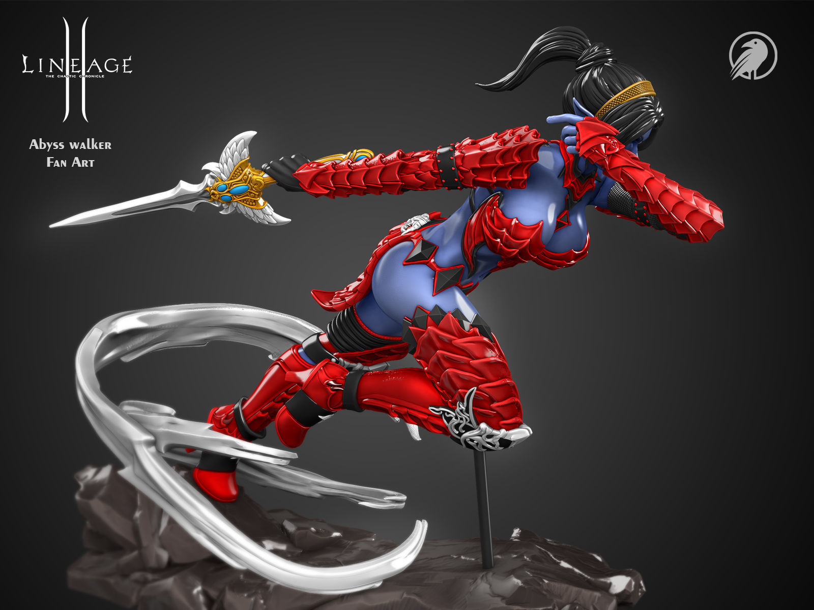 Dark Elf Girl Lineage2 Fan-Art Abyss Walker 3D print model_2