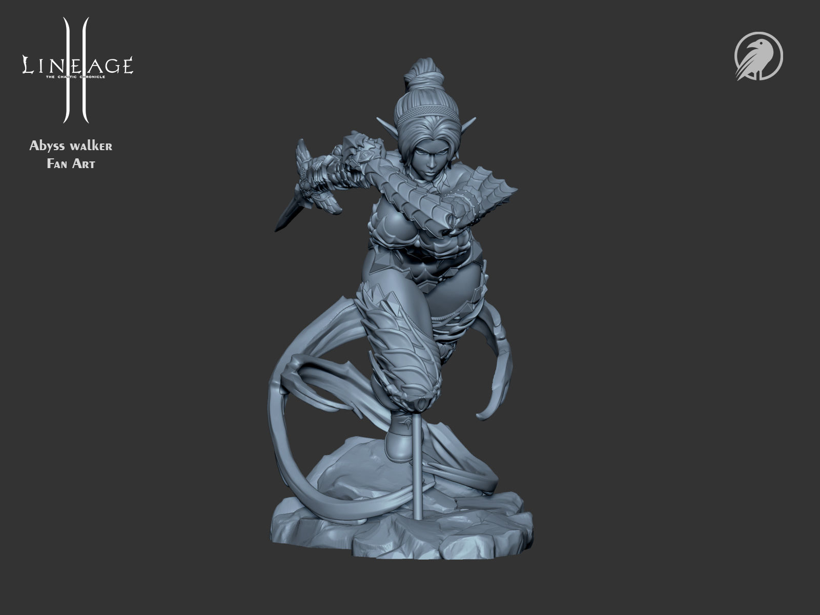 Dark Elf Girl Lineage2 Fan-Art Abyss Walker 3D print model_9
