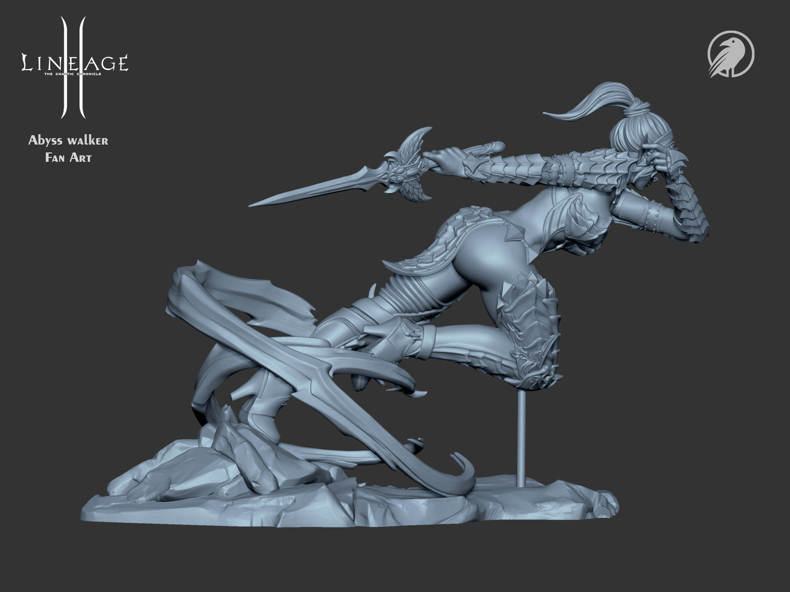 Dark Elf Girl Lineage2 Fan-Art Abyss Walker 3D print model_14