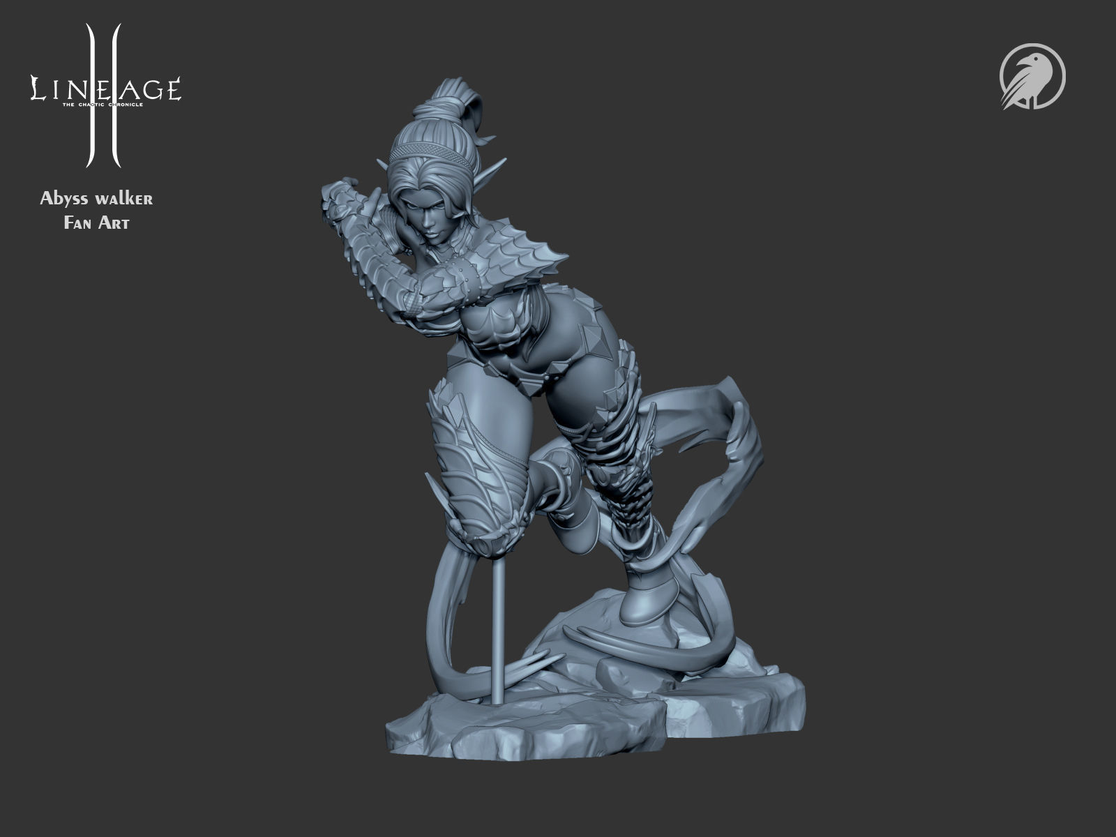 Dark Elf Girl Lineage2 Fan-Art Abyss Walker 3D print model_10