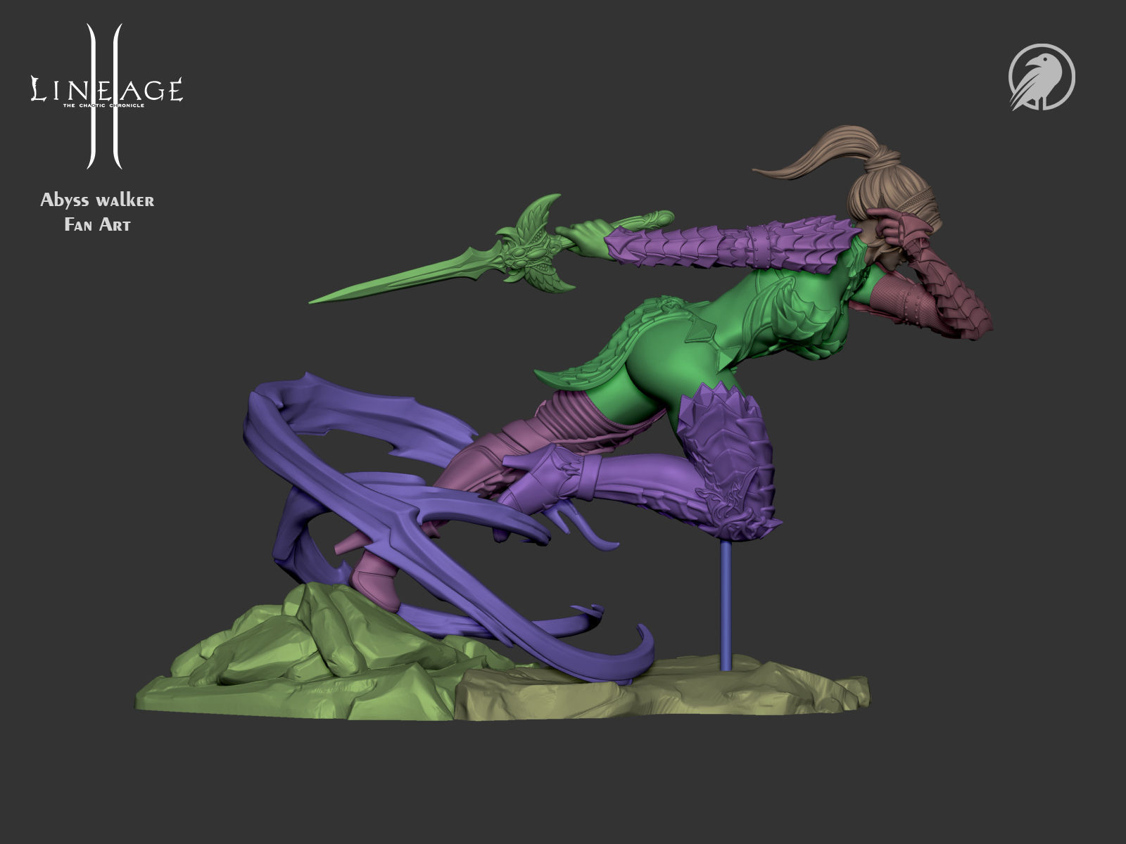 Dark Elf Girl Lineage2 Fan-Art Abyss Walker 3D print model_4