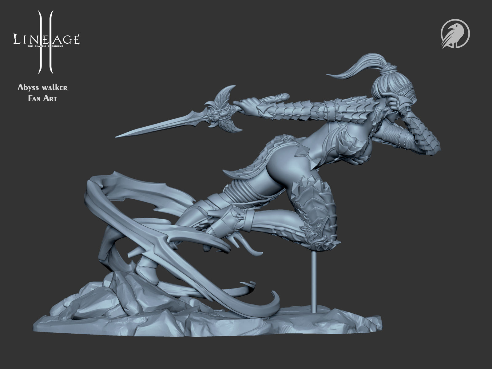 Dark Elf Girl Lineage2 Fan-Art Abyss Walker 3D print model_7