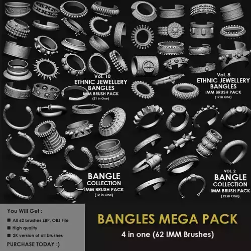 BANGLES MEGA PACK 4 IN ONE - 62 BRUSHES