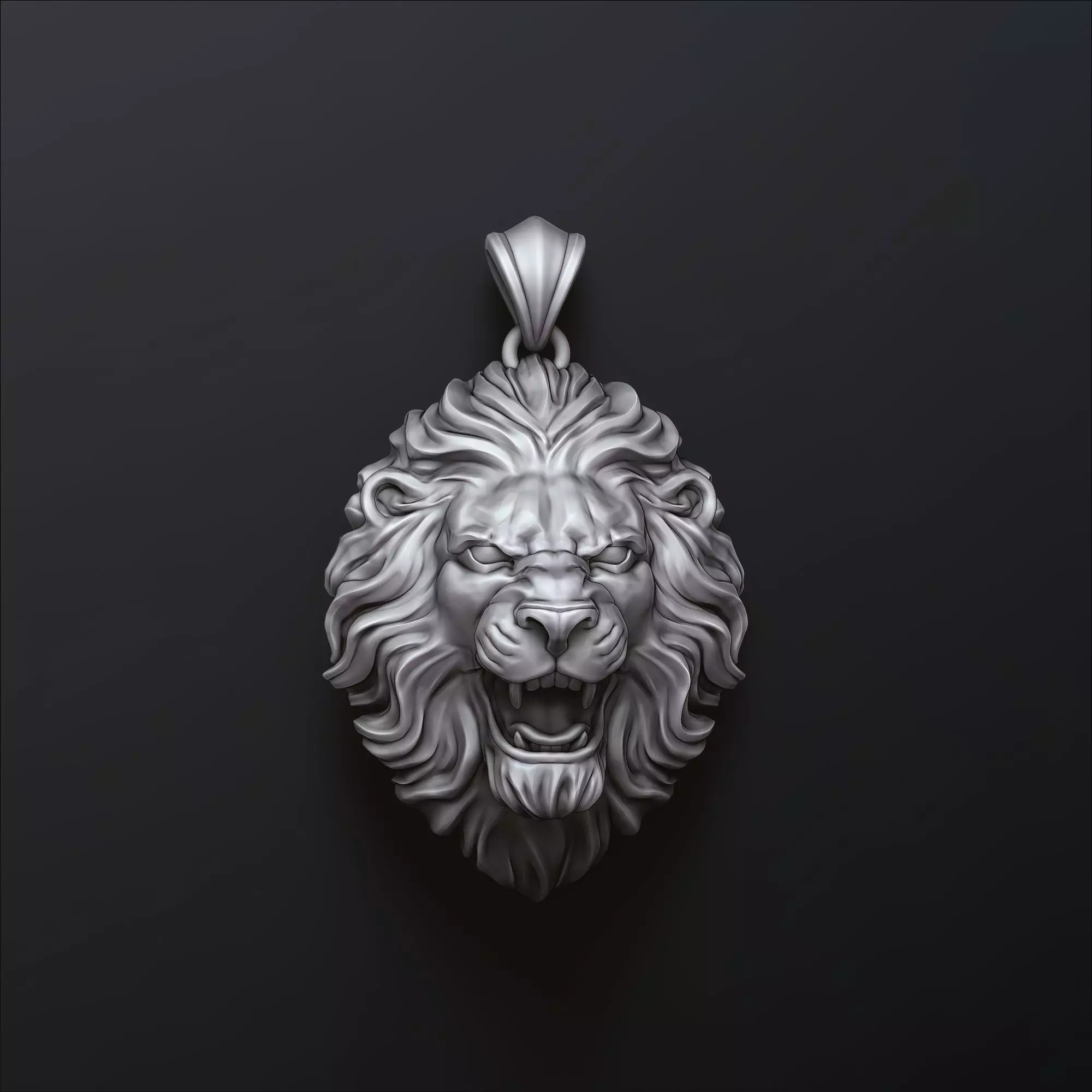 Classic Angry Lion pendant 3D print model_0