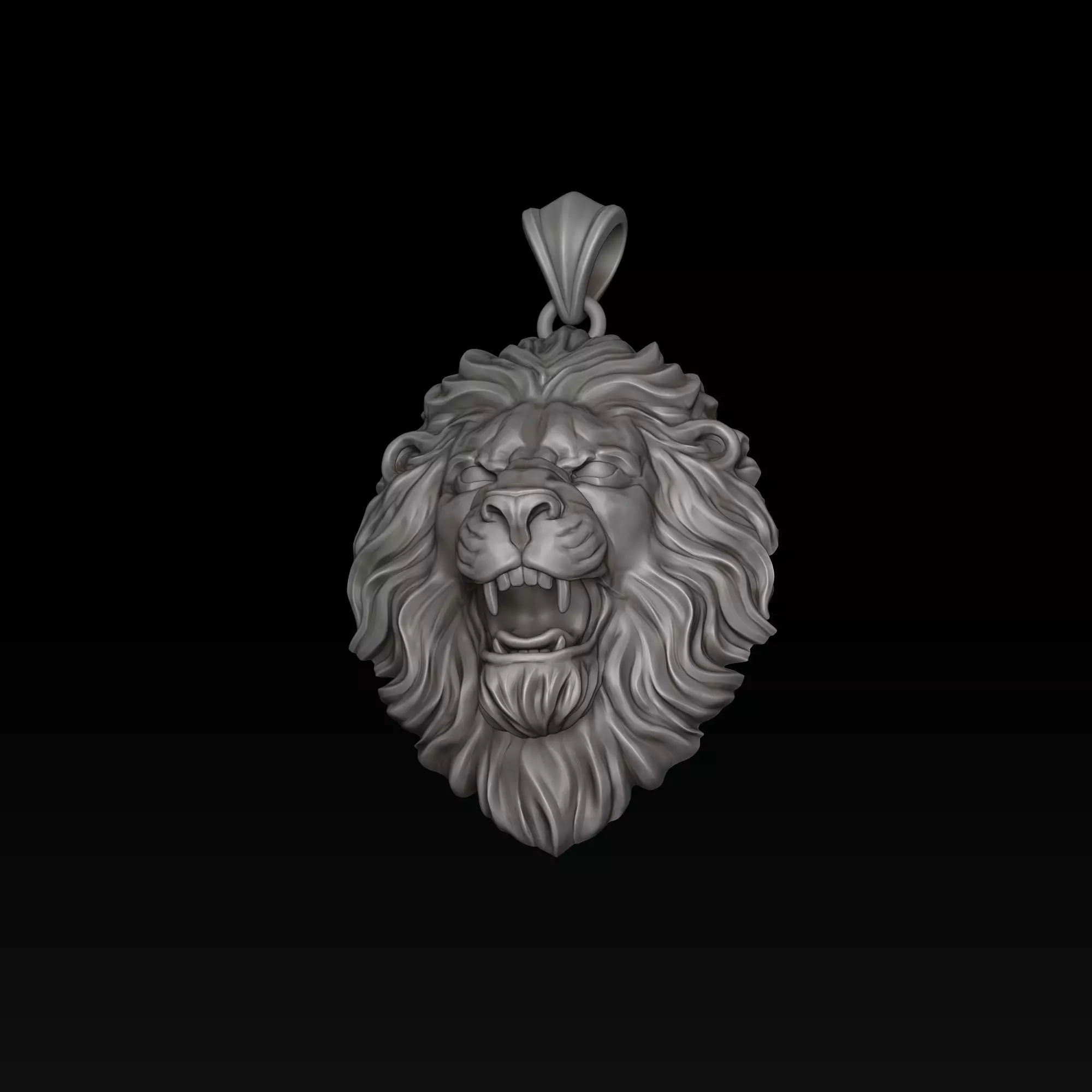 Classic Angry Lion pendant 3D print model_4