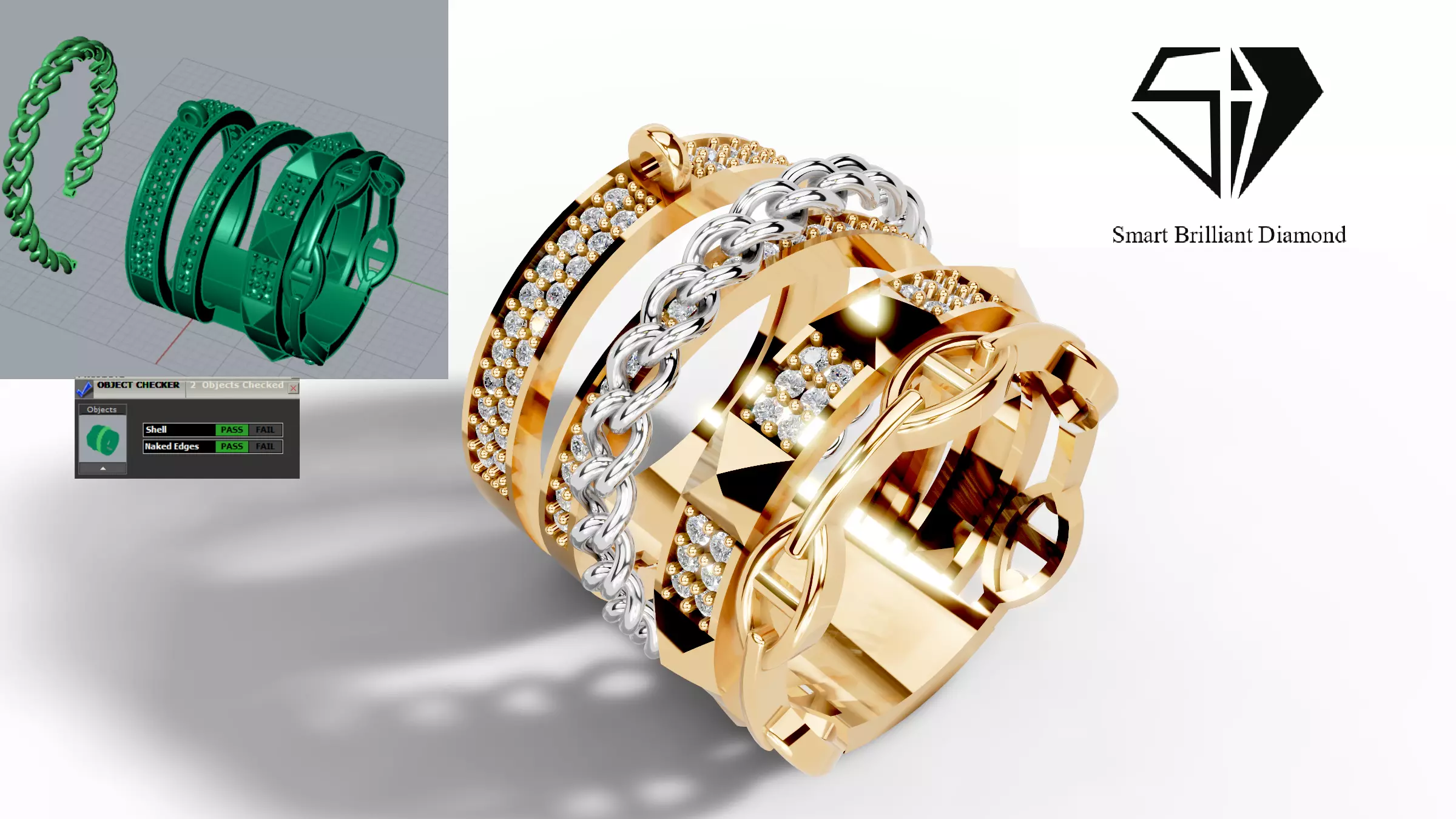 Imperial luxury Diamond Ring CAD jr00011 3D print model