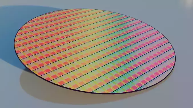 Semiconductor silicon wafer Low-poly 3D model