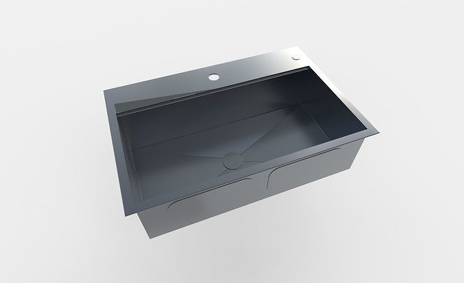 stainless steel kitchen sink Free low-poly 3D model