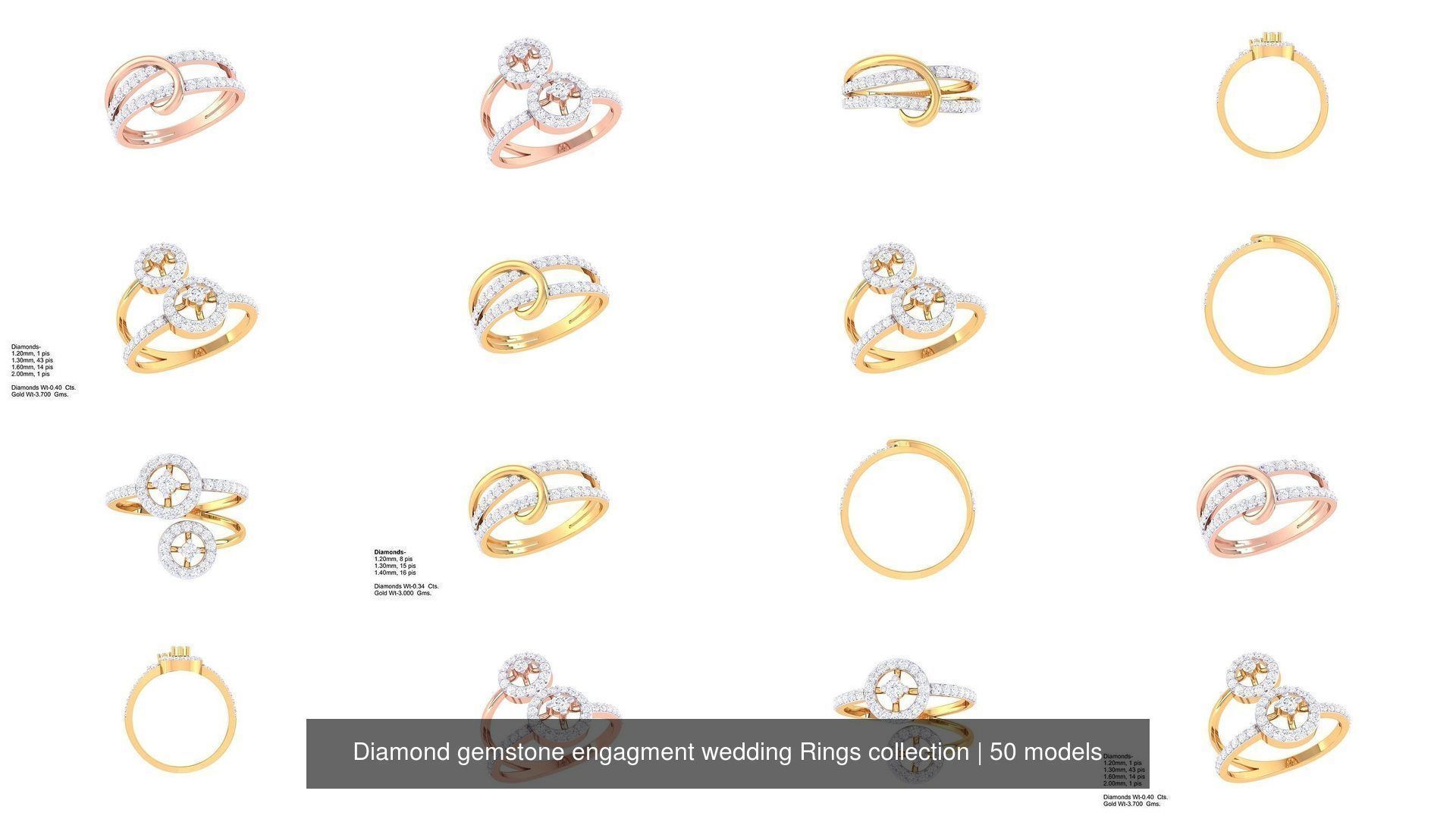 Diamond gemstone engagment wedding Rings collection _6