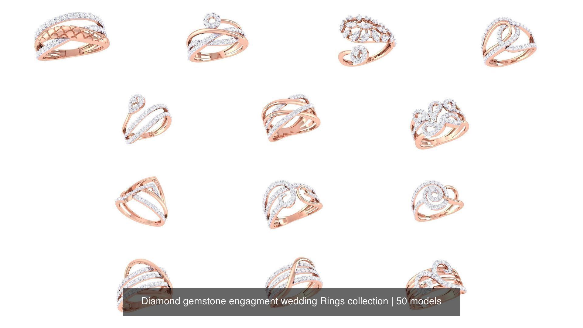 Diamond gemstone engagment wedding Rings collection _4