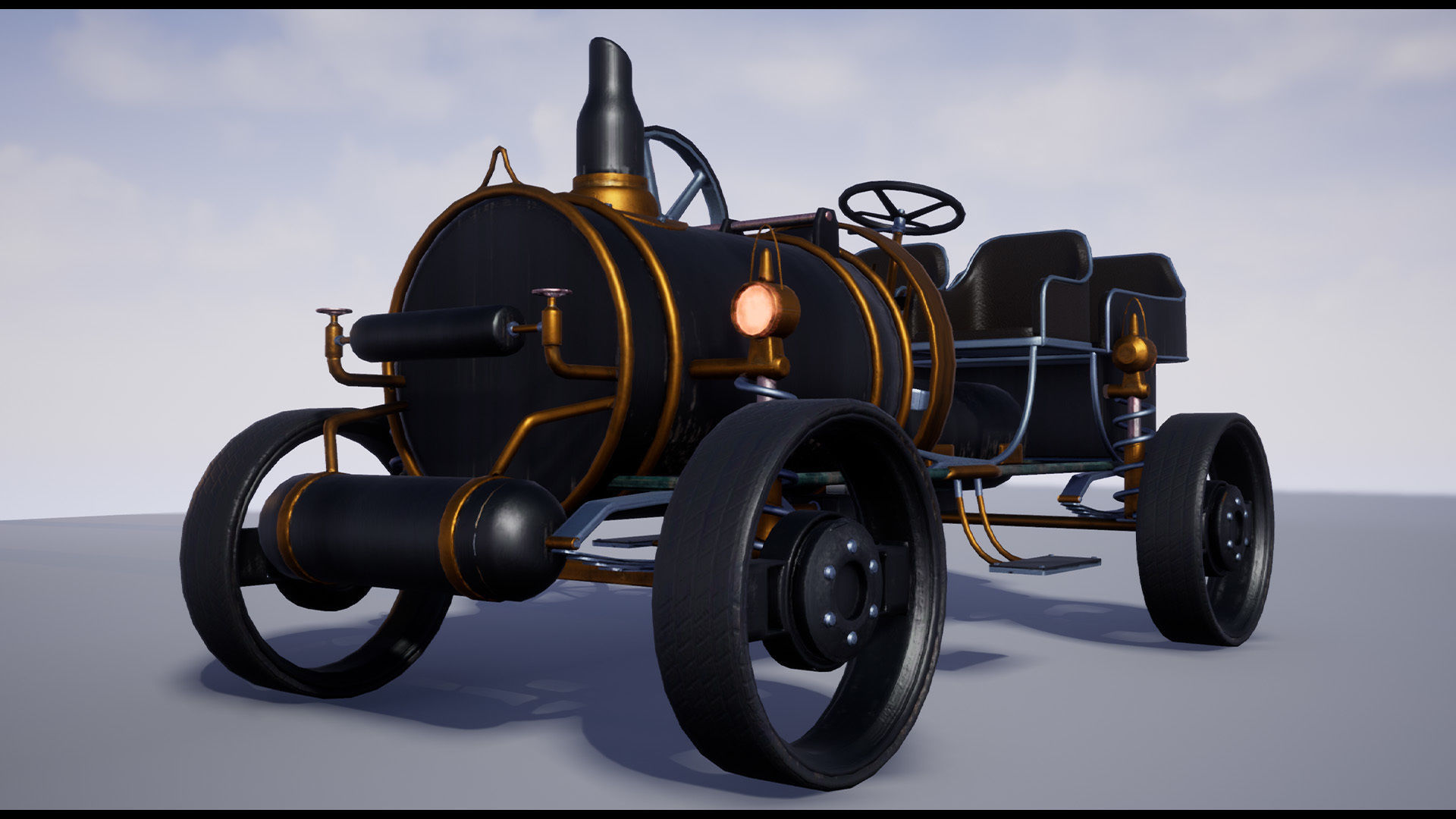 SteamPunk Victorian Vehicles Set of 5 Low-poly 3D model_6