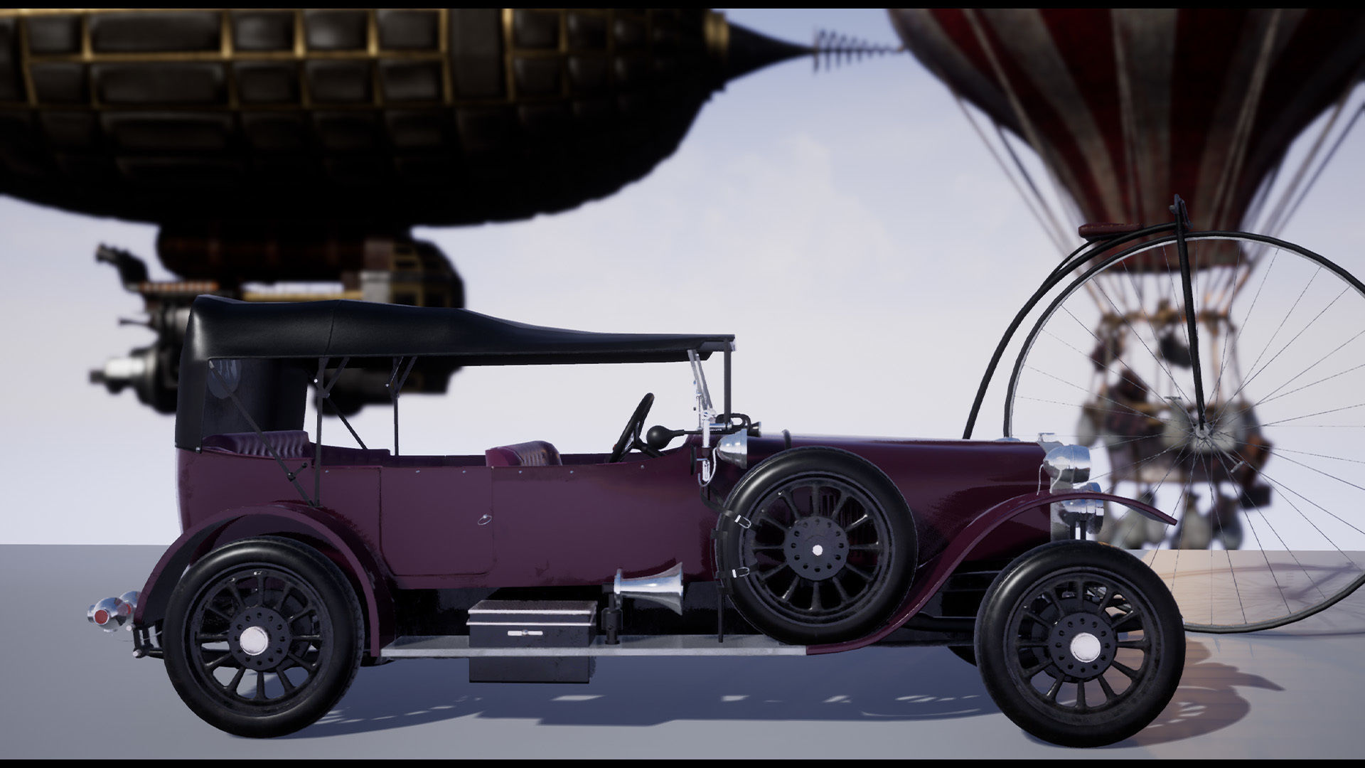 SteamPunk Victorian Vehicles Set of 5 Low-poly 3D model_1