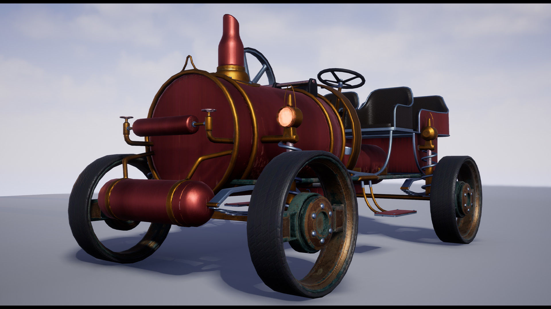 SteamPunk Victorian Vehicles Set of 5 Low-poly 3D model_5