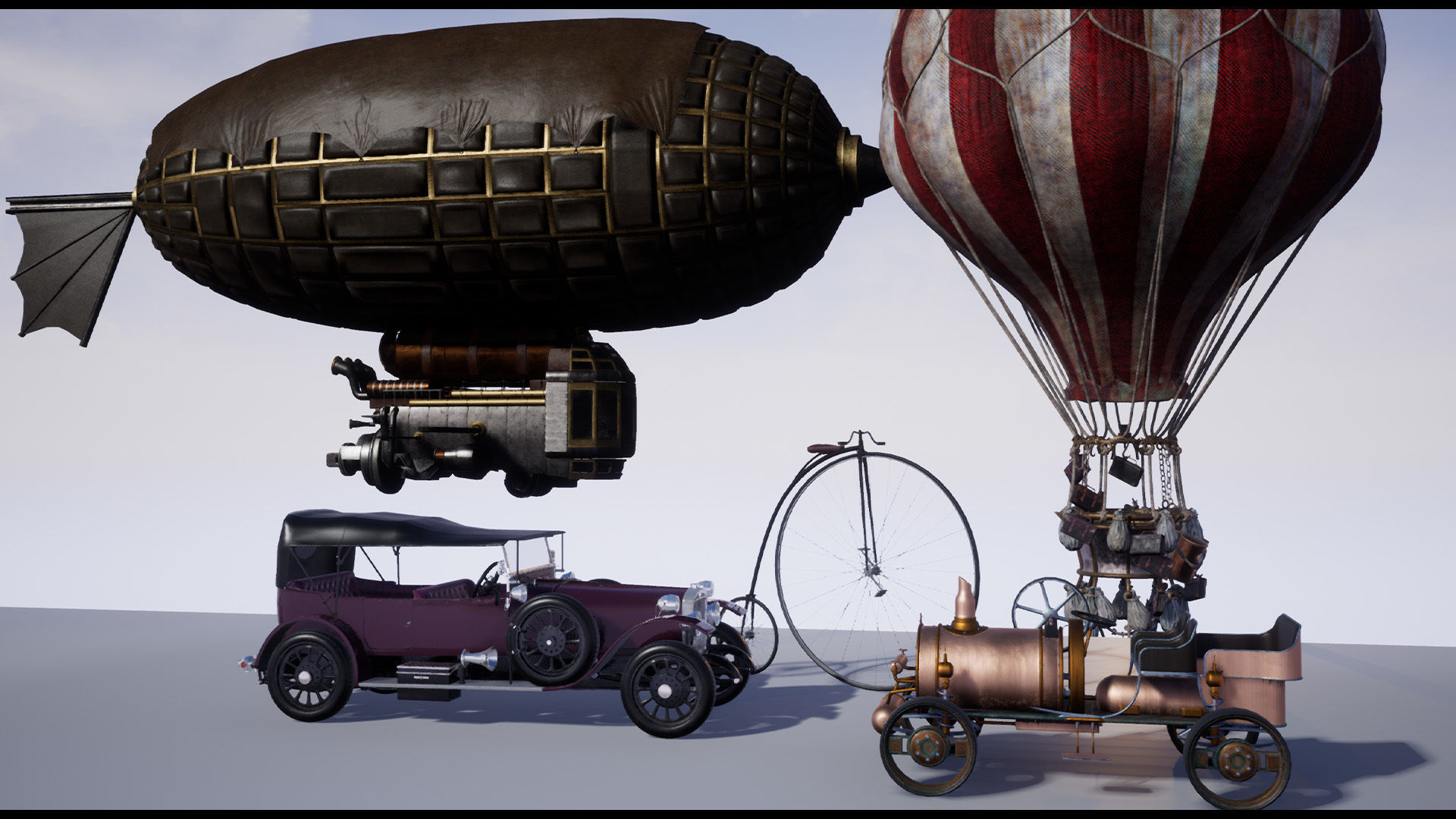 SteamPunk Victorian Vehicles Set of 5 Low-poly 3D model_18