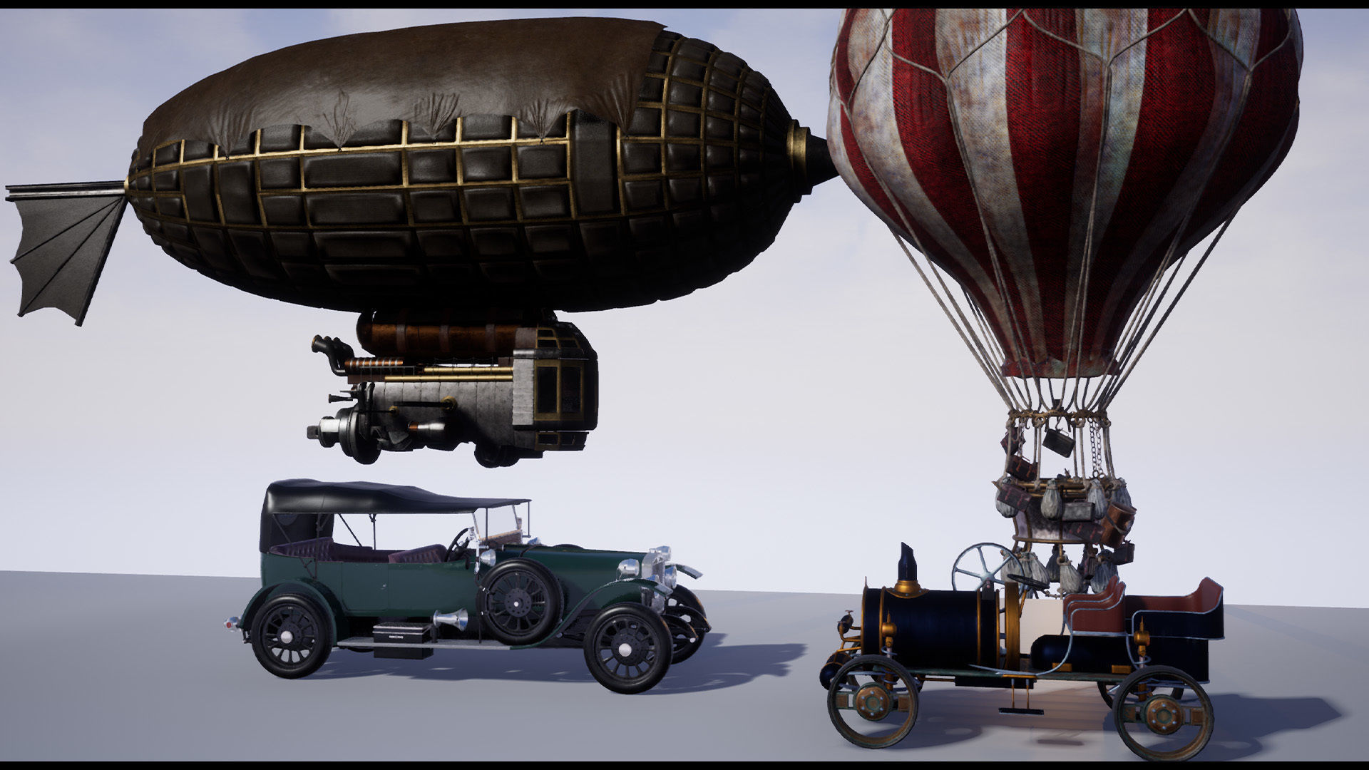 SteamPunk Victorian Vehicles Set of 5 Low-poly 3D model_11