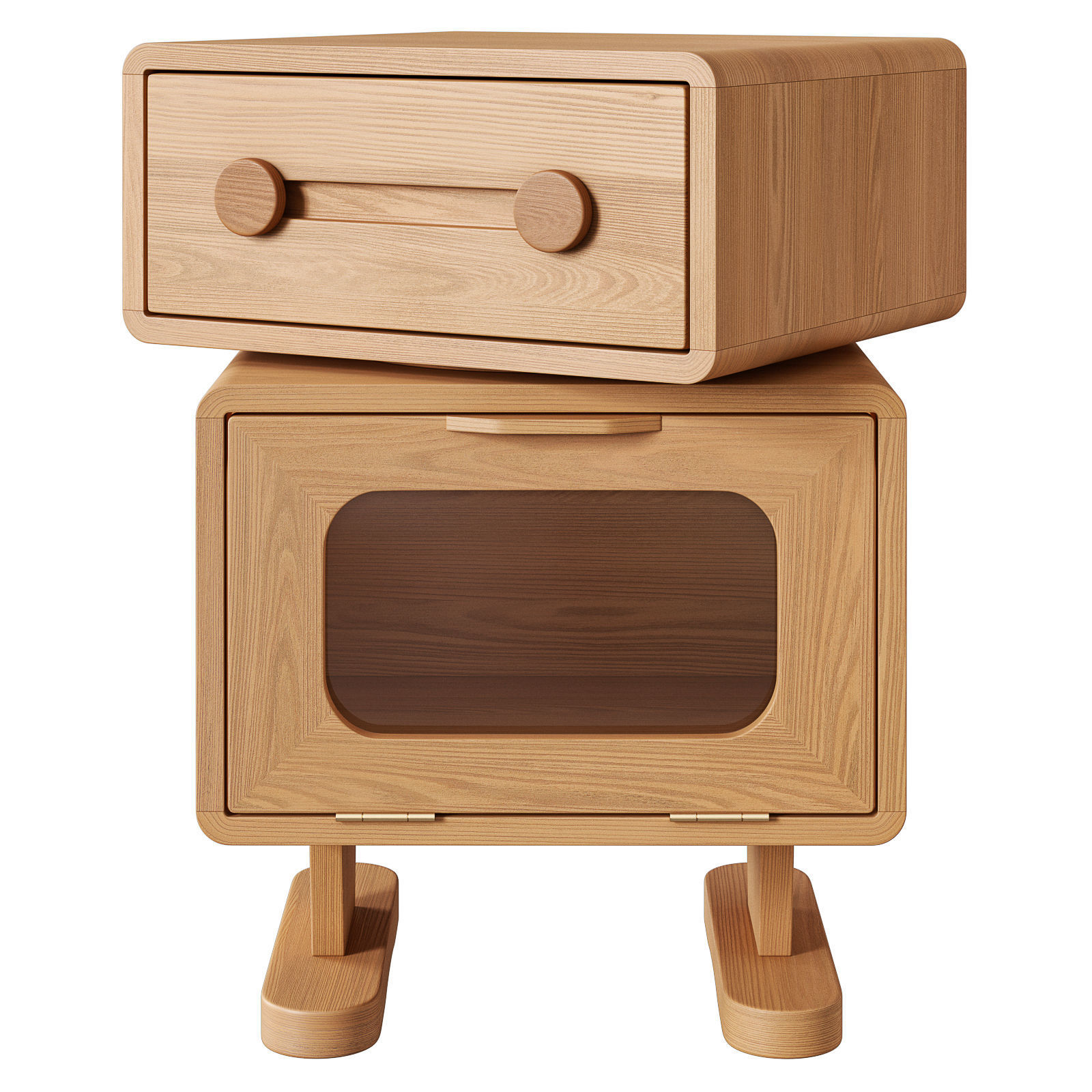 GVAwood oak bedside table with rotating top 3D model_3